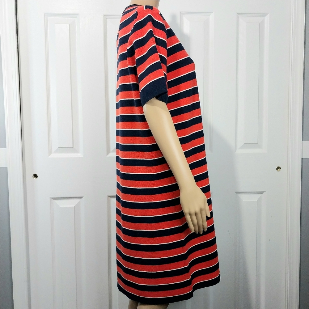 J.Crew Stripe Short Sleeve Merino Wool Sweater Dress, Size L - Picture 5 of 10